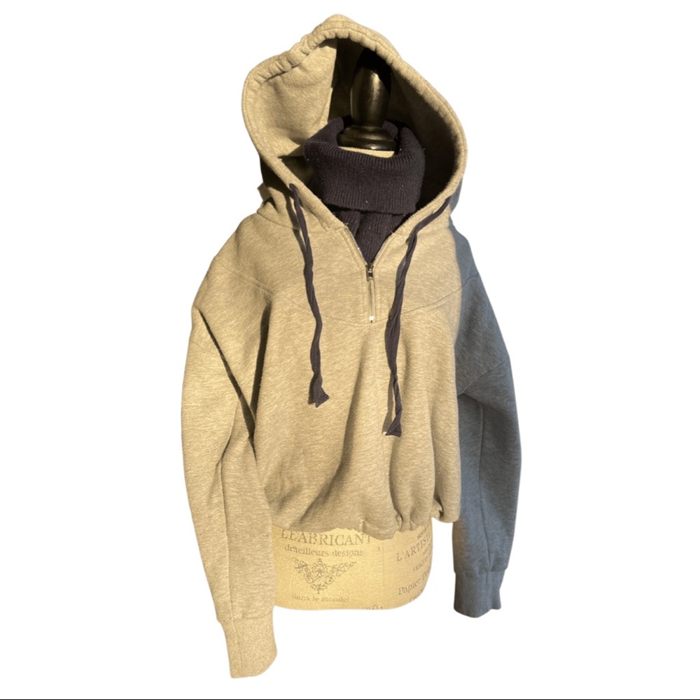Gray Sweatshirt W/ Built-in Navy Turtleneck
